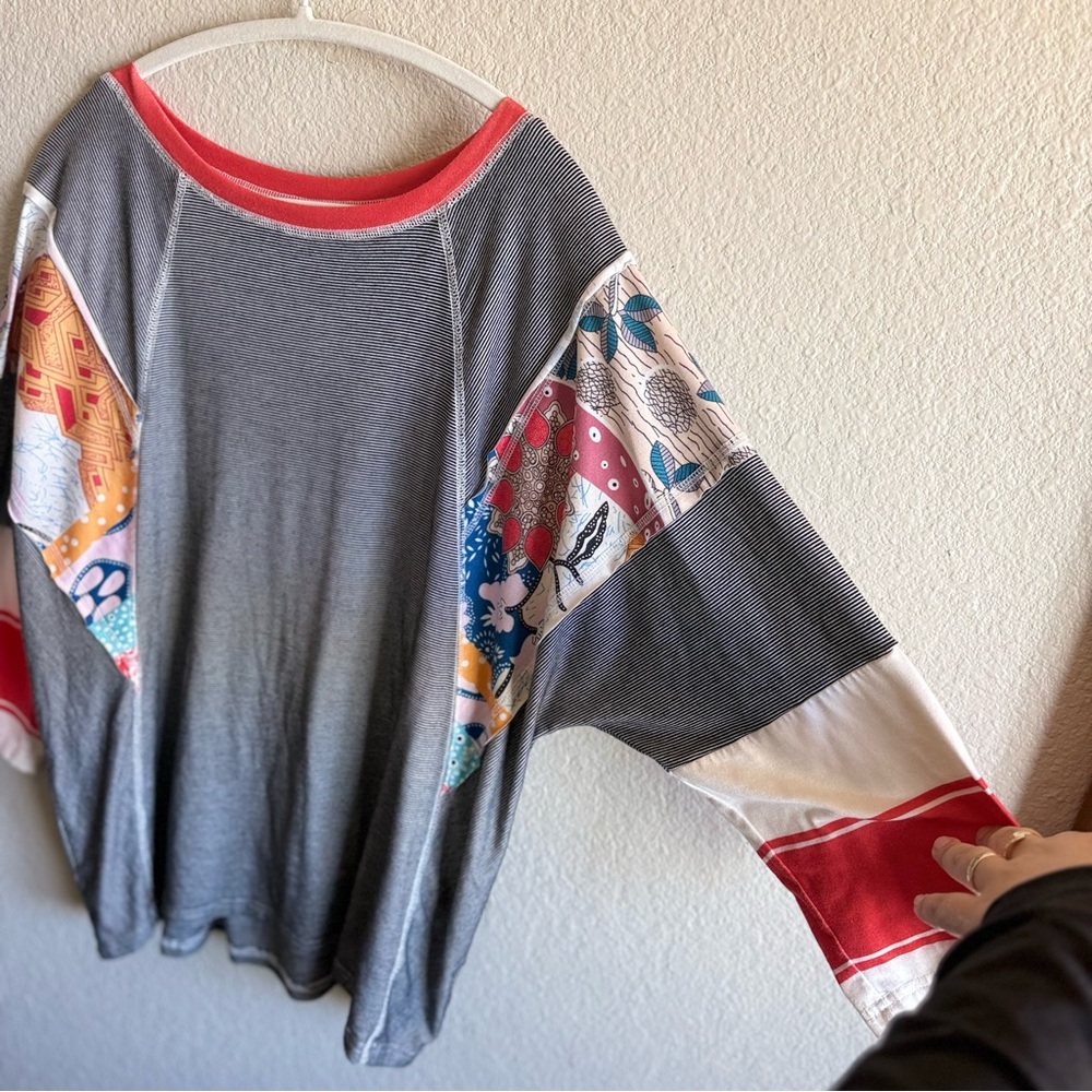 Patchwork Oversized Long Sleeve Top Boho Bohemian… - image 5